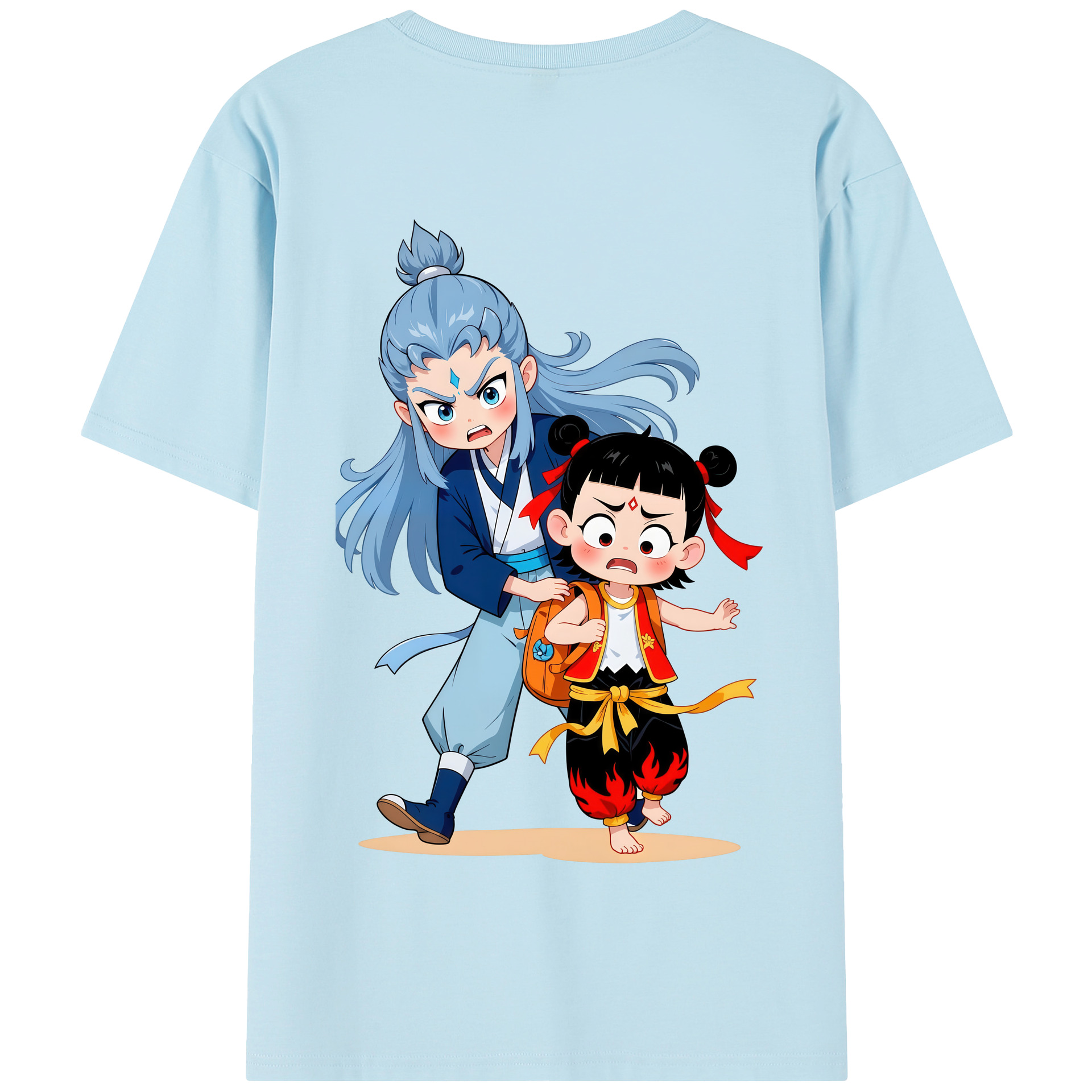 （画像用） Ne Zha 2 ナタ 魔童の大暴れ 綿100％半袖Tシャツ（背面プリント）